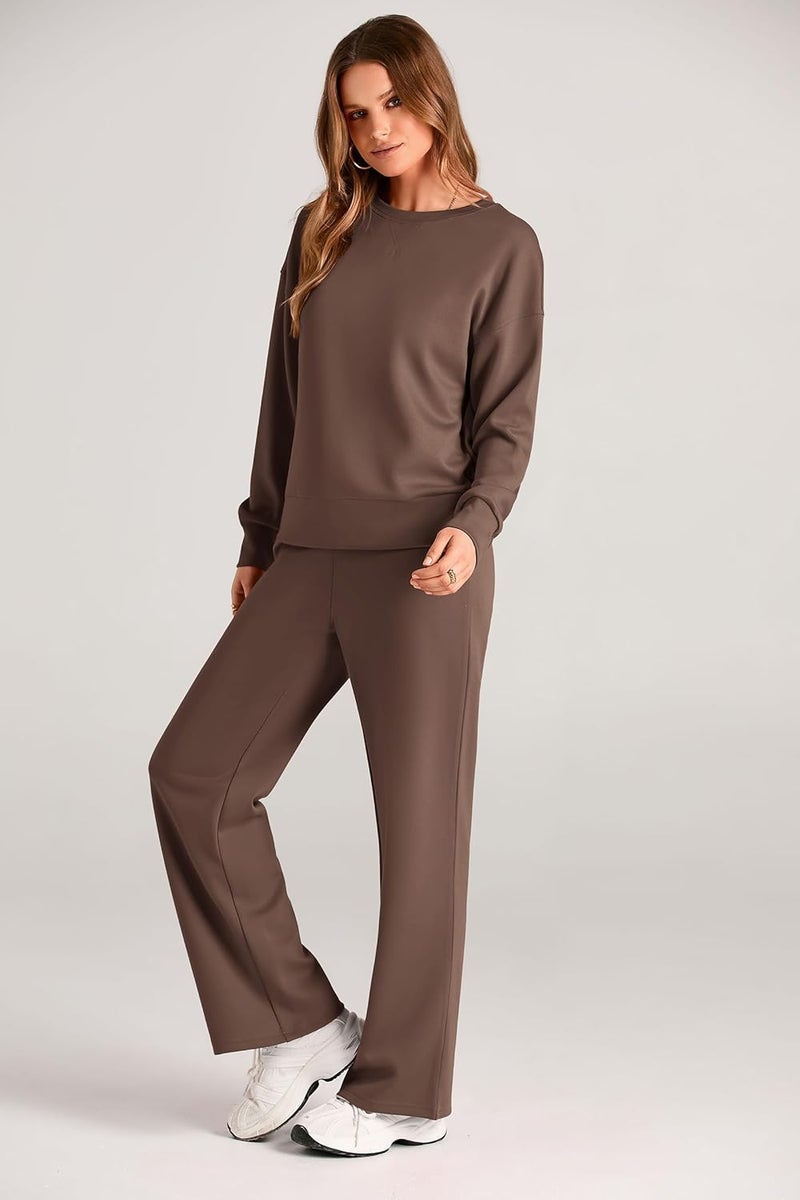 PRETTYGARDEN Store Womens 2 Piece Outfits 2026 Fall Long Sleeve Sweatshirt Wide Leg Pants Lounge Sets Winter Sweatsuits Tracksuit - Image 4